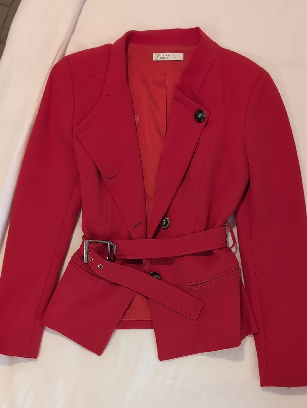 Versace Collection Red Tailored Belted Blazer